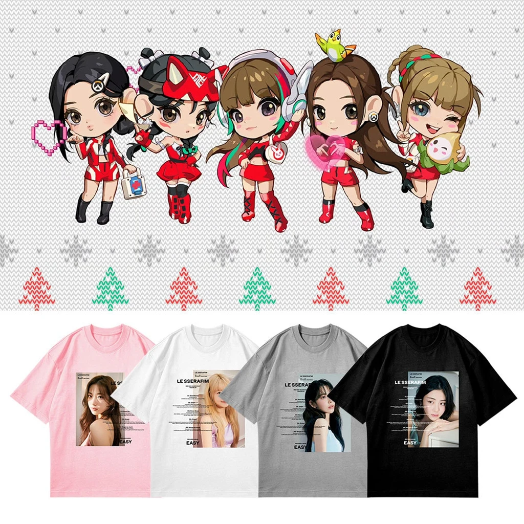 

LE SSERAFIM T-shirt Y2k Women's Summer Cotton Shirt LE SSERAFIM-EASY Letter Printed Short-sleeved Couple Fashion Harajuku Top