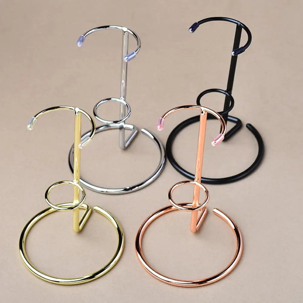Iron Arm Wand Display Stand Holder Round Base Design Iron Base Faux Crystal Ornament Storage Support Home Office Decor 전시대