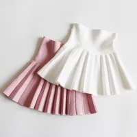 1 pièces filles jupes en tricot bébé automne hiver princesse jupes plissées enfants étudiant taille haute Mini Tutu jupes enfants robe unie 3