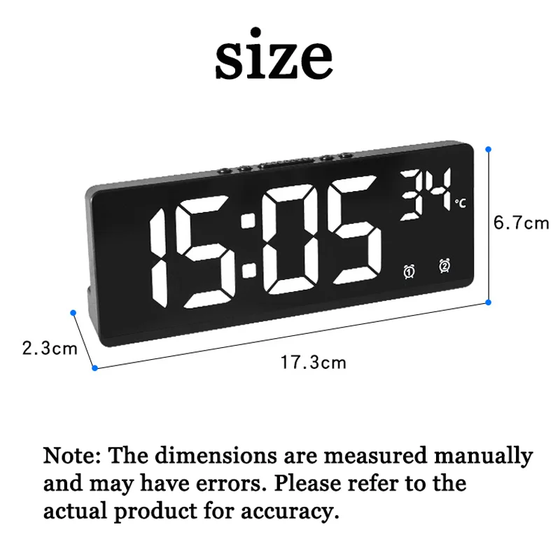 Smart LED Digital Alarm Clock with Temperature Display and Dual Alarm Snooze Function, Night Mode, 12/24H Format