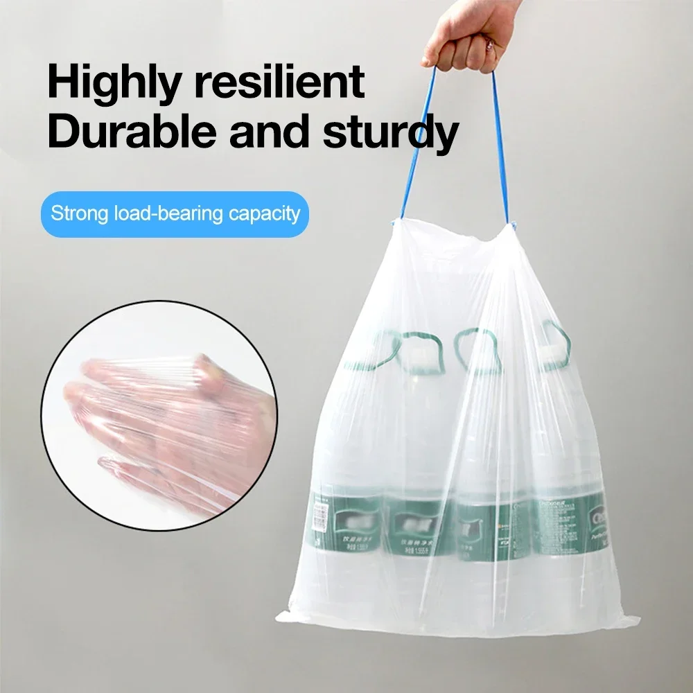 Garbage Bags 5/10 Rolls 75/150Pcs Drawstring Garbage Bag Household Disposable Trash Pouch Kitchen Storage Cleaning Waste Bag