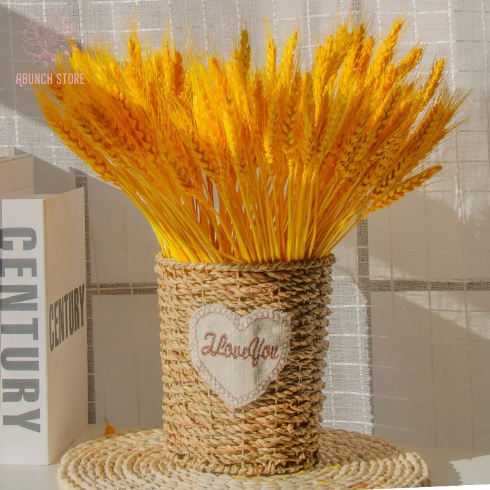 

100Pcs Wheat Ears Bouquet Natural Dried Wheat Stalk Grass Barley Bunch Artificial Flowers for DIY Craft Wedding Party Decoration