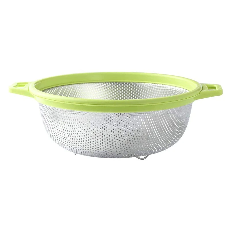 

HOT SALE Stainless Steel Colander With Handle And Legs Large Metal Green Strainer For Pasta Berry Veggies Fruits Noodles Salads