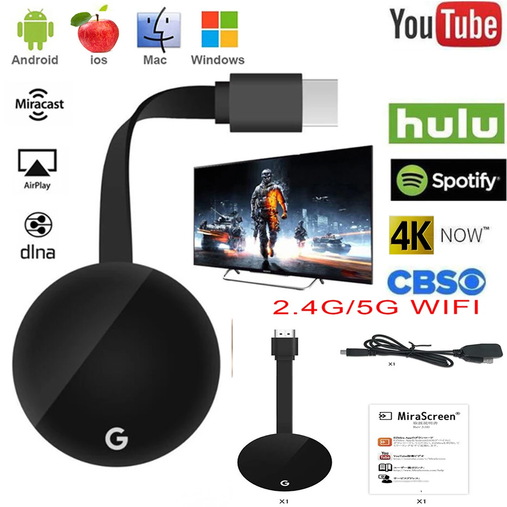 Dispositivo de TV G7S, dispositivo inalámbrico Chromecast de Google, conexión inalámbrica, 2,4G/5G|Conectores y cables de ordenador| - AliExpress