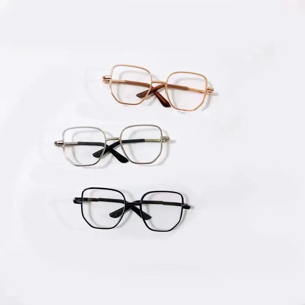 Miniature Rectangle Metal Glasses Toys Multi Color For Glasses 8.5cm Cotton Dolls Glasses For Toys
