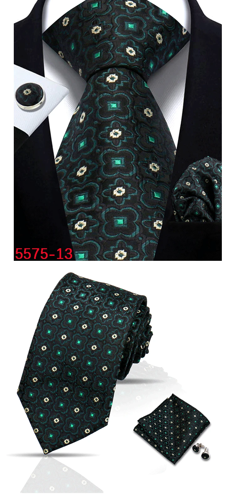 Herren-Krawatte, Paisley-Jacquard, gewebt, 8 cm, formelle Business-Hochzeitskrawatte, Einstecktuch-Set, Anzug-Krawatte, hochwertige handgefertigte Gravata – Detail 15