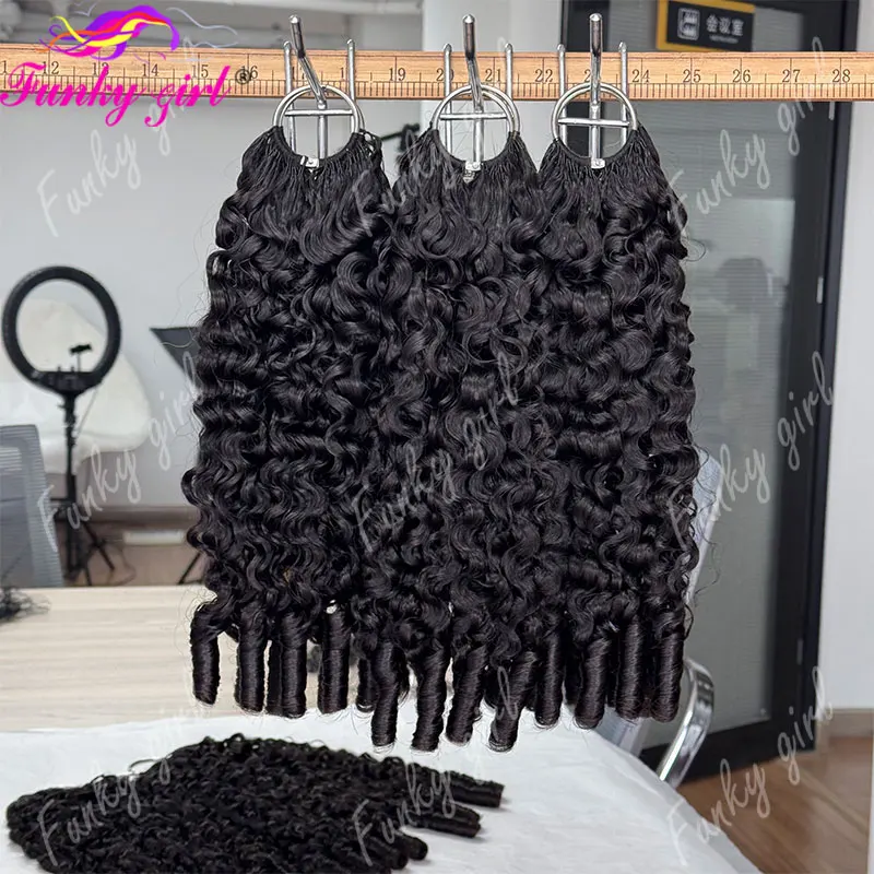 12A Feather Crochet 100% Human Hair Burmese Curly Human Crochet Hair For Women 300g Pre-Separated Feather Crochet Hair Bundles 4