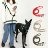 Double Buckles Braided Leashes For Dog Solid Color Multifunctional Hand-woven Leash Outdoor Walking With Medium And Large Dogs