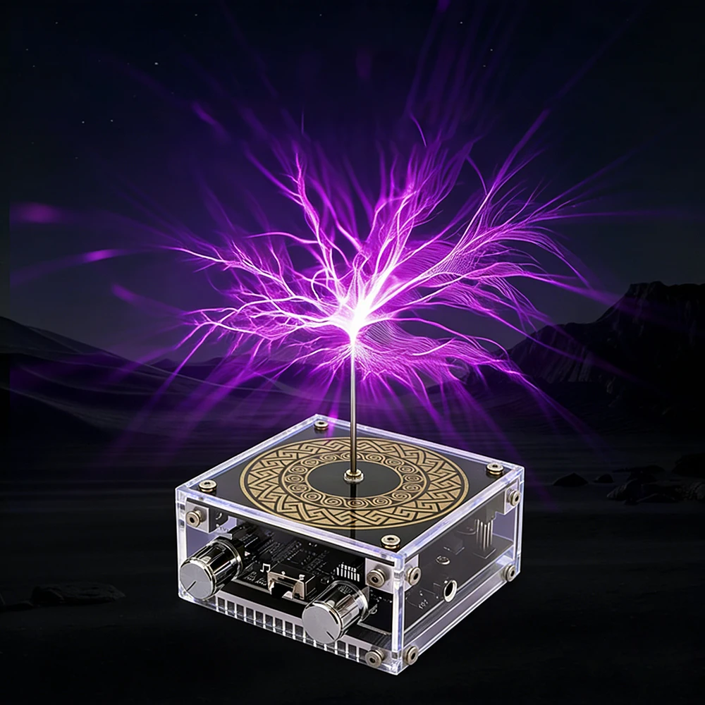 MTC Dual-Mode Musik-Tesla-Spule mit Bluetooth RGB-Lichtring, Einstellbare Bogen-Rhythmus-Synchronisation für Audiovisuelle Technik-Shows