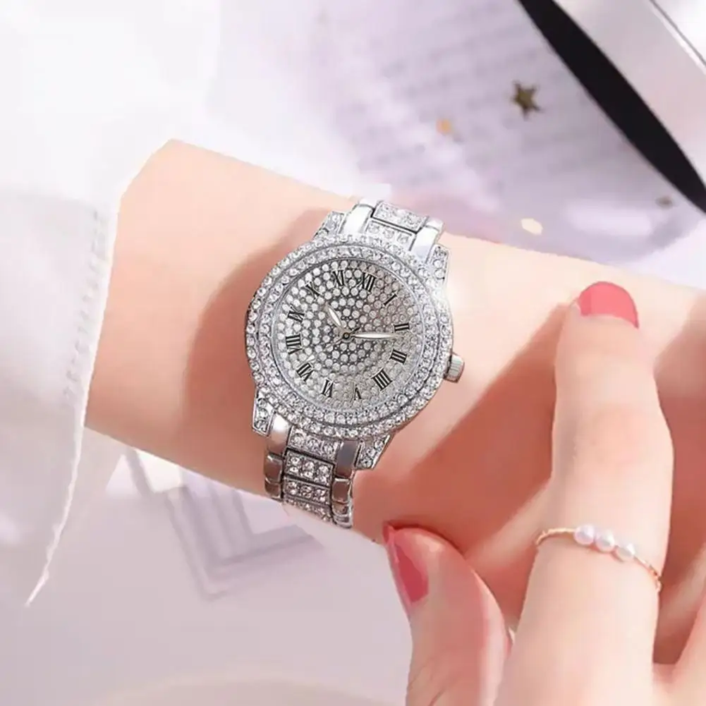 

2Pcs/Set Delicate Rhinestone Quartz Bracelet Watch Perfect Gift Wrist Bracelet Fashion Women Wristwatch Women Accessory