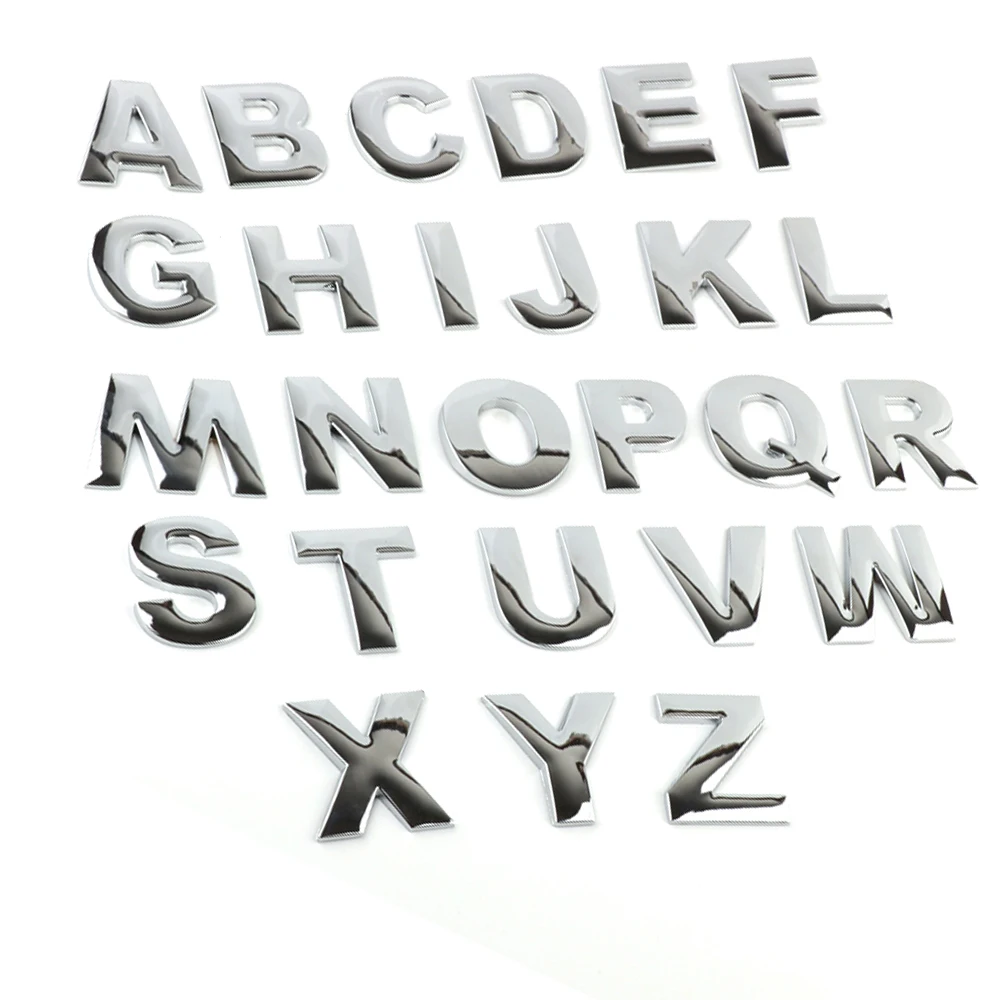 Car Sticker 45mm 3D Metal DIY Letters Alphabet Emblem Chrome And Black Digital Badge Logo Accessories Motorcycle