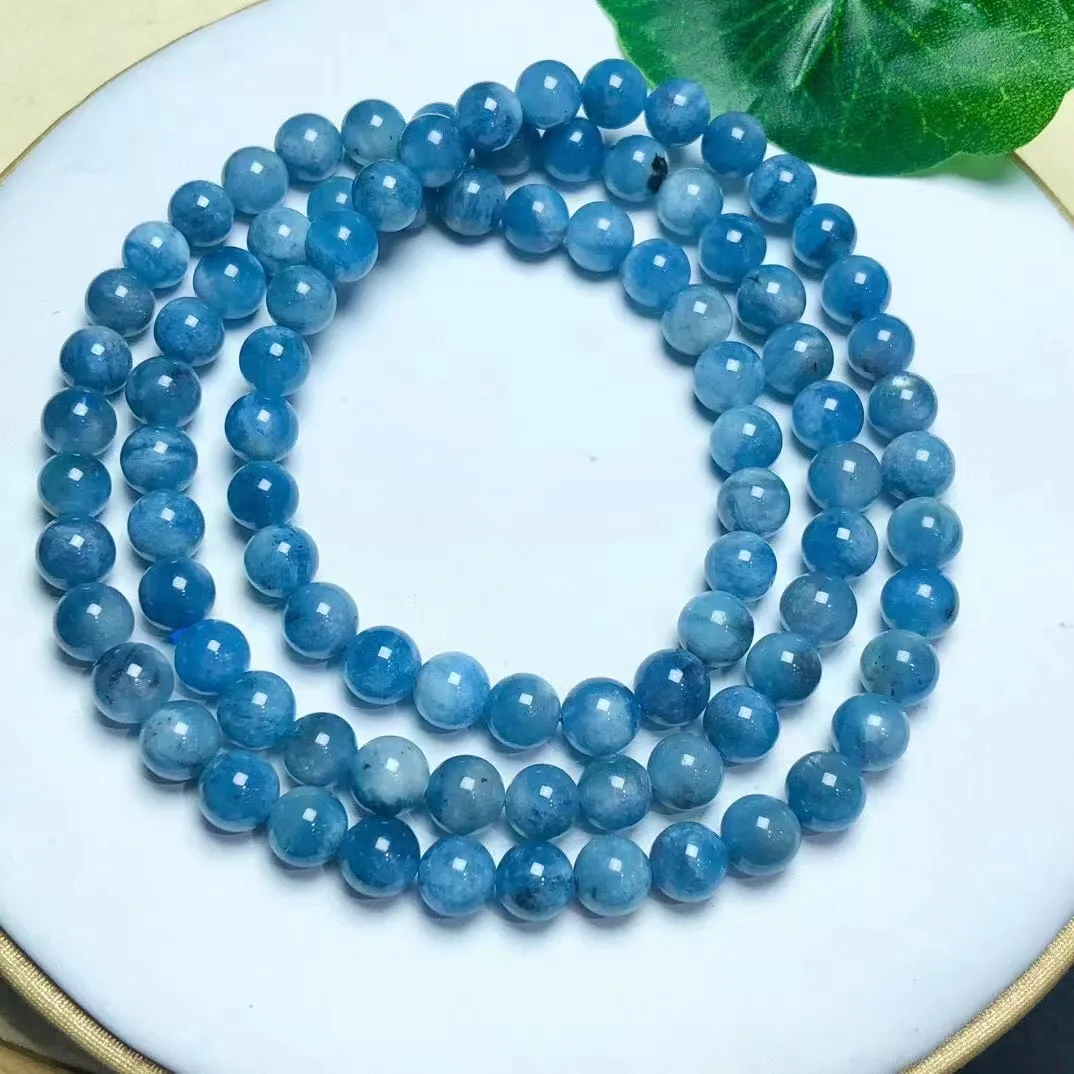 

Unit One Bracelet 6mm Good Quality Natural Blue Devil Aquamarine Crystal Healing Multi Loop Bead Bracelet Fashion Jewelry Gift