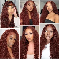 30 40 pouces brun rougeâtre 13x6 dentelle frontale perruque 250 densité couleur bouclés perruques cheveux humains vague profonde 13x4 13x6 HD dentelle frontale perruque 5