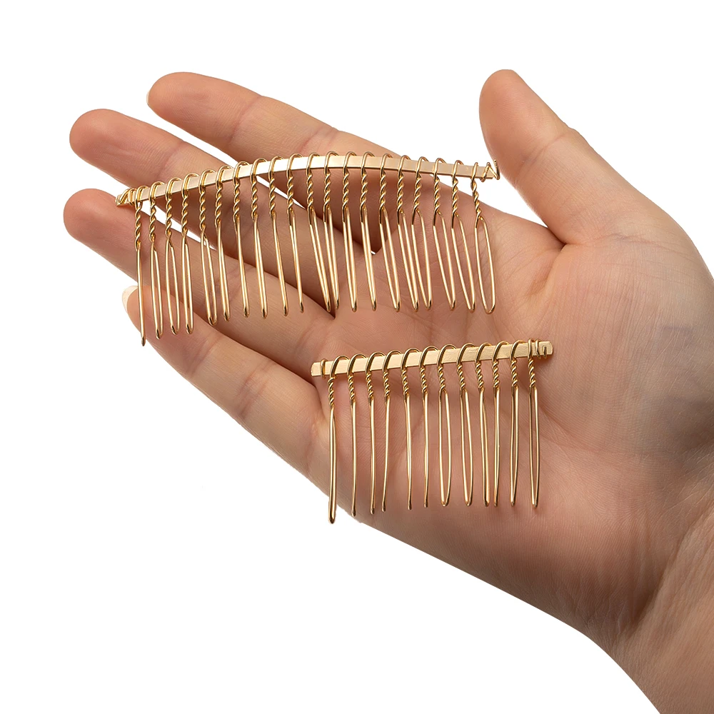 10 stücke 10/12/15/20 Zähne Metall verdrehten Draht Haarkamm Basis für DIY Haars pange Zubehör Schmuck Herstellung Kopfschmuck Bastel bedarf – Detail 5