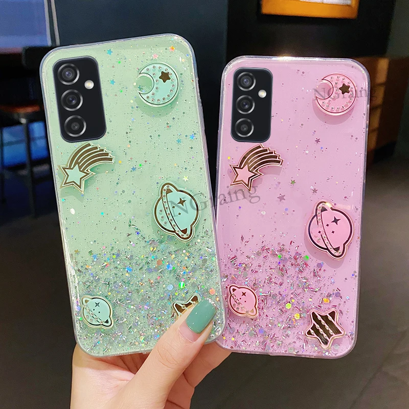 Handyhülle für Samsung Galaxy A54 A34 5G SamsungA54 SamsungA34 Glitzer Star Space TPU Transparent Weiche Schutzhülle_voghion.com