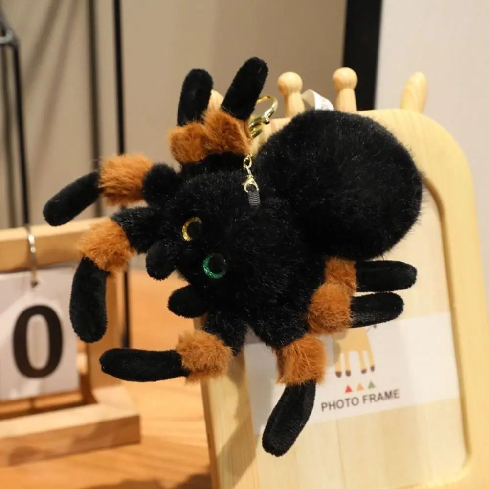 PP Cotton Color Spider Doll Keychains Fluffy Lifelike Colored Eye Spider Plush Pendant Simulation Comfortable