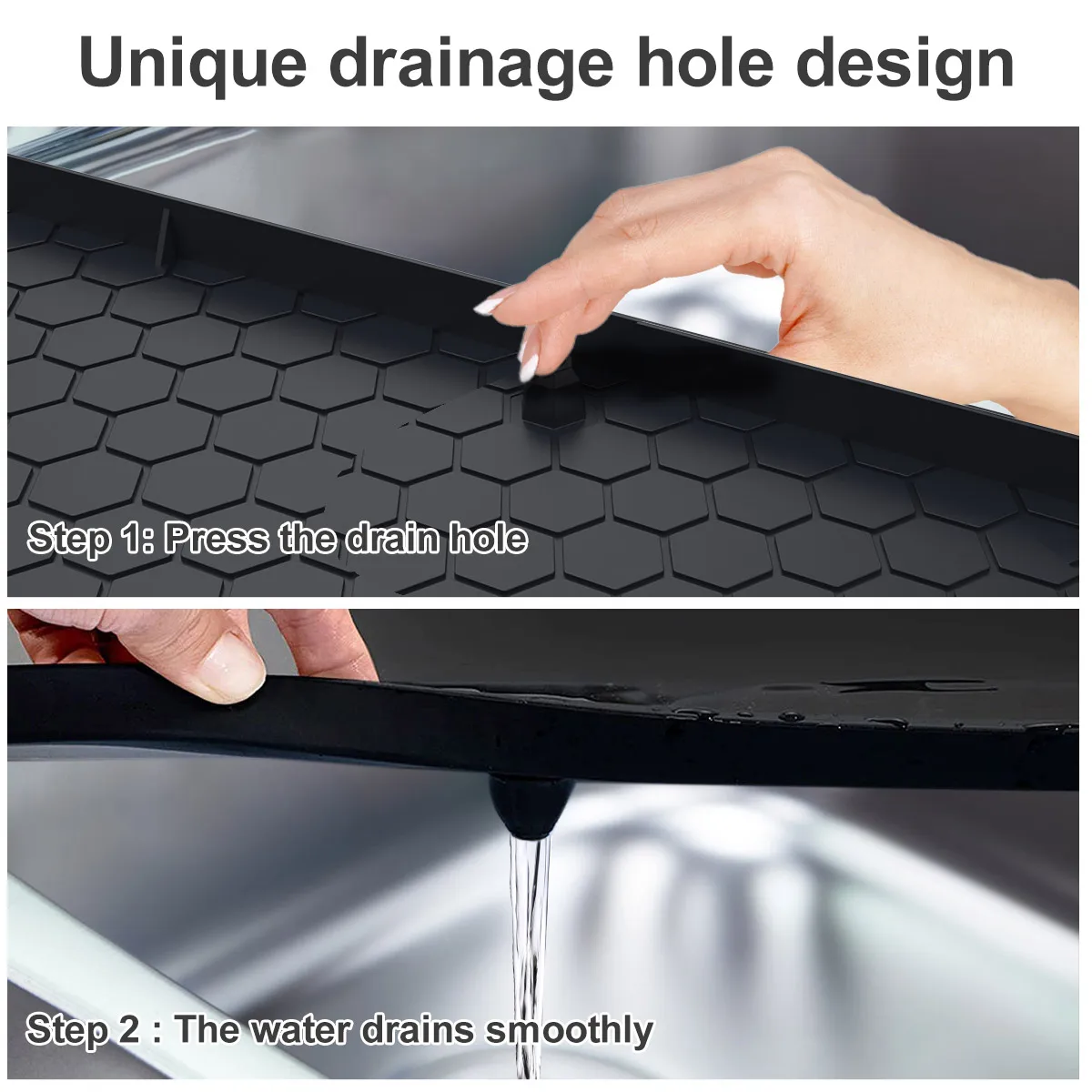 Under Drain Sink Mat Silicone Kitchen Sink Liner With Drainage Hole  Splashes Absorbent Mat Waterproof Protector Sink - Drawer & Shelf Liners -  AliExpress