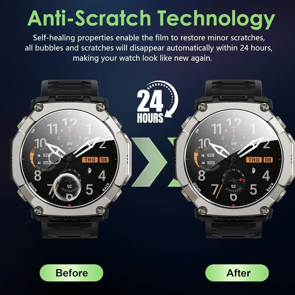 Amazfit T-Rex Ultra 2용 HD 투명 강화 유리 1-5개 자동 정렬 설치 키트가 포함된 화면 보호기 보호 유리 필름