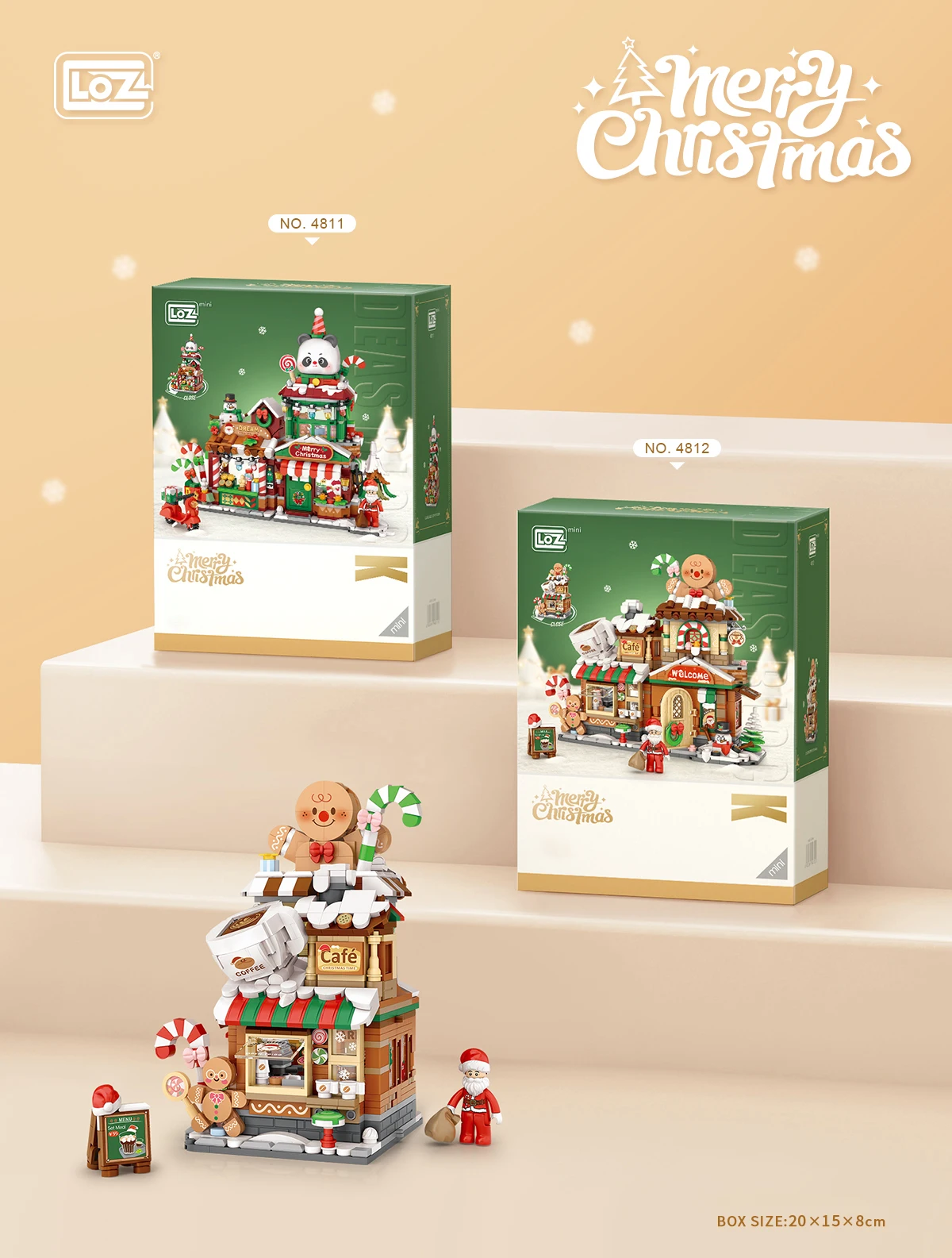 LOZ Weihnachtsbausteine Spielzeug, Montage des Weihnachtspanda-Lebkuchenhauses, Weihnachtsgeschenke für Kinder. – Detail 14