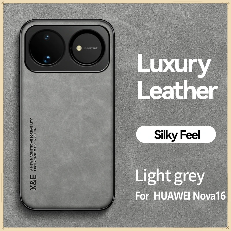 Magnetic Luxury Skin-Feel PU Leather Phone Case with Built-in Metal Plate