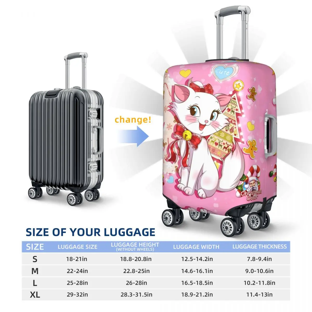 Marie Cat The Aristocats Suitcase Cover Cruise Trip Flight Elastic Luggage Case Protection 6