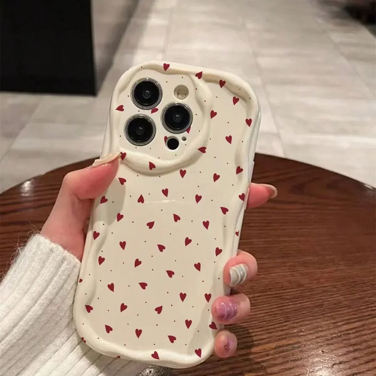 thumbnail image 1 of Case for IPhone 15 14 Pro Max 11 13 12 Mini XR 8 7 Plus X XS SE 2020 2022 Cover Love Heart 3D Wavy Curved Edge Soft Clear TPU, 1 of 5