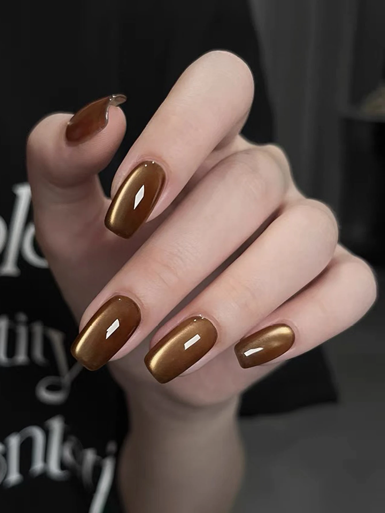 WS Autumn Winter Maillard Caramel Amber Glass Bead Cat Eye Gel Nail Polish Shines High Varnish For Nail Art Design Popular Gift 5