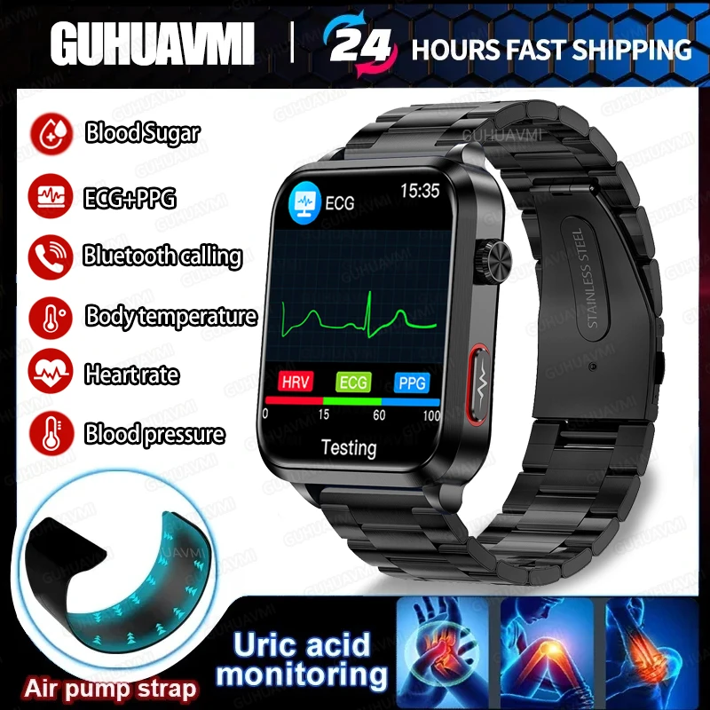 Nuovi Uomini Smartwatch Air Pump Airbag True Blood Pressure Ossigeno Temperatura Cardiofrequenzimetro Medical Muslimatwatch