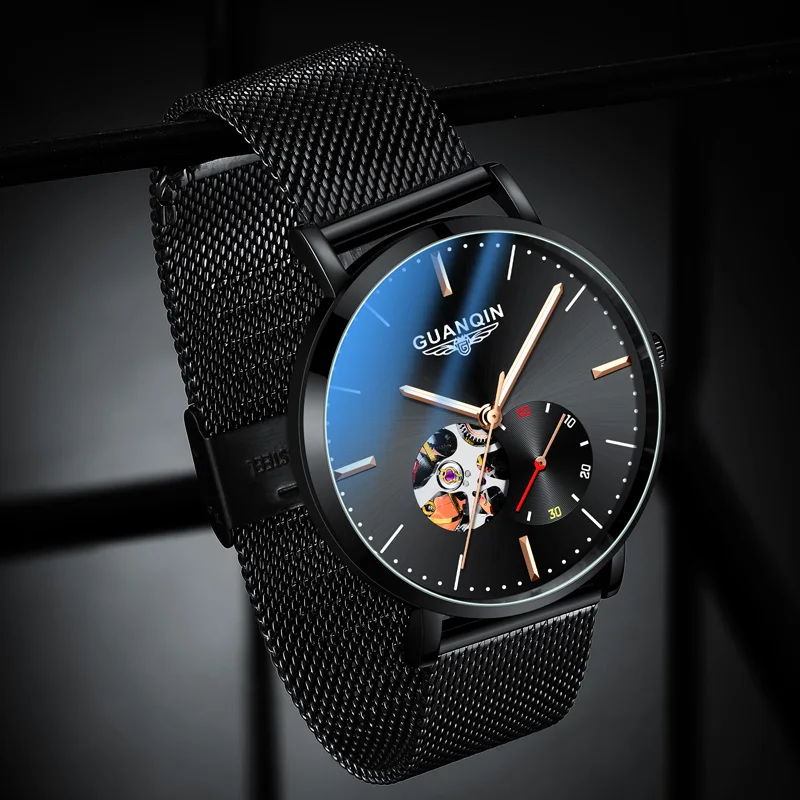 HEMUDU Real Tourbillon Movement Men Mechanical Wrist Watches Sapphire Crystal Mechanical Skeleton Wristwatches Waterproof Watch