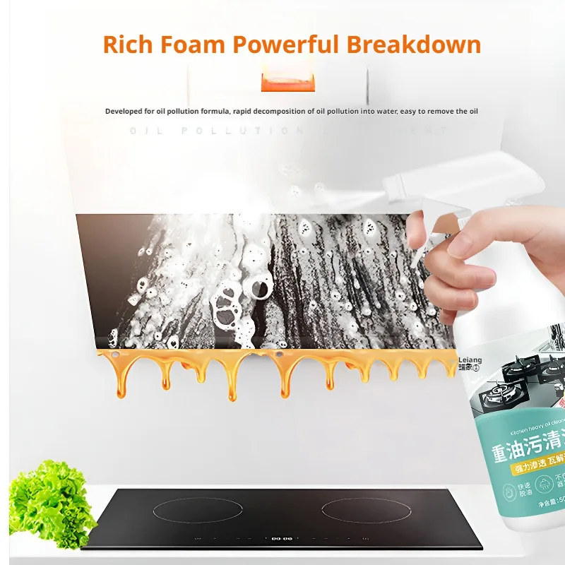 Kitchen Grease Foam Cleaner Powerful Heavy Oil Stain Remover Grills Ovens Grease Cleaner Household Dirt Cleaning Bubble Spray