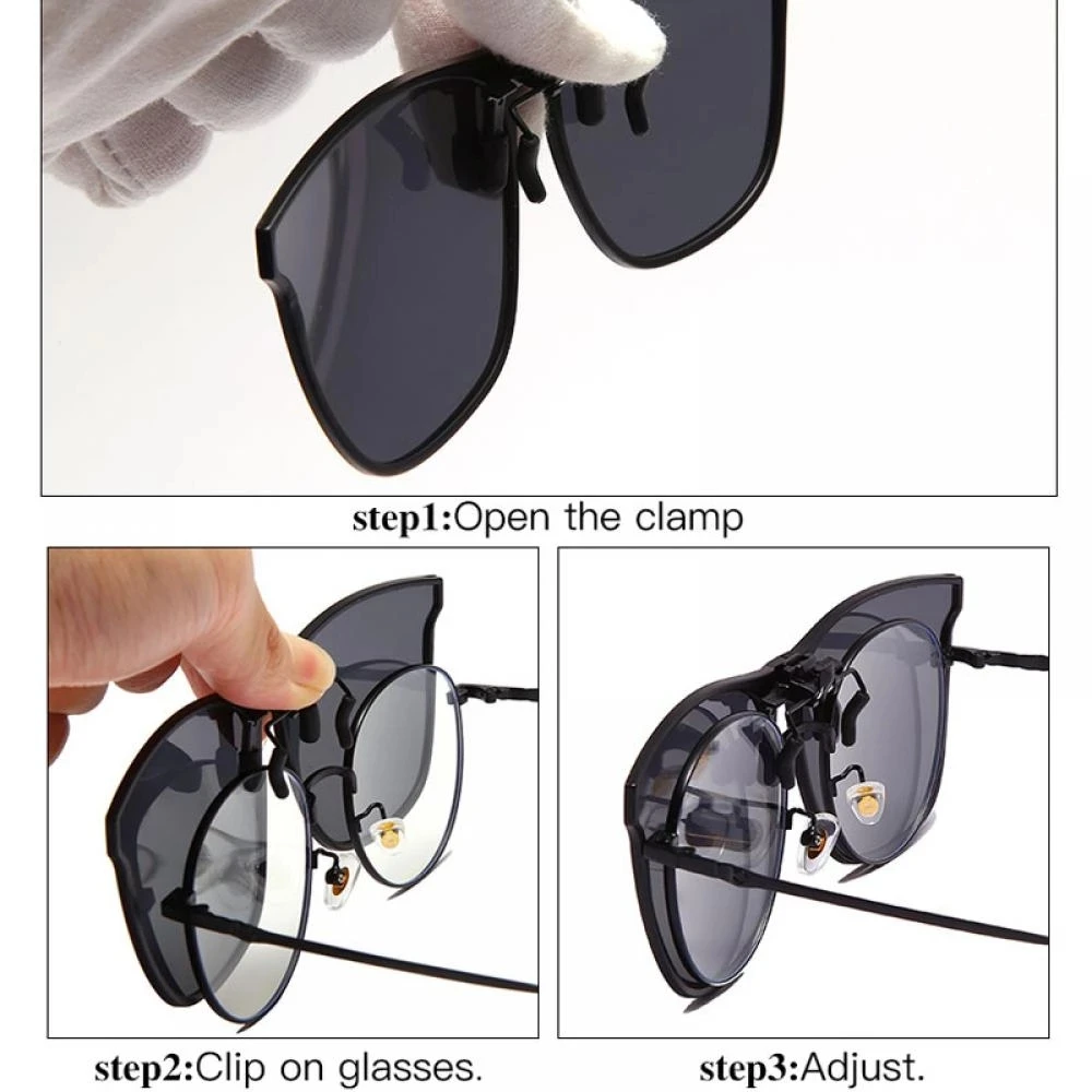 Polarized Clip On Sunglasses Men Car Driver Goggles Night Vision Glasses Anti Glare Vintage Square Glasses Oculos 2