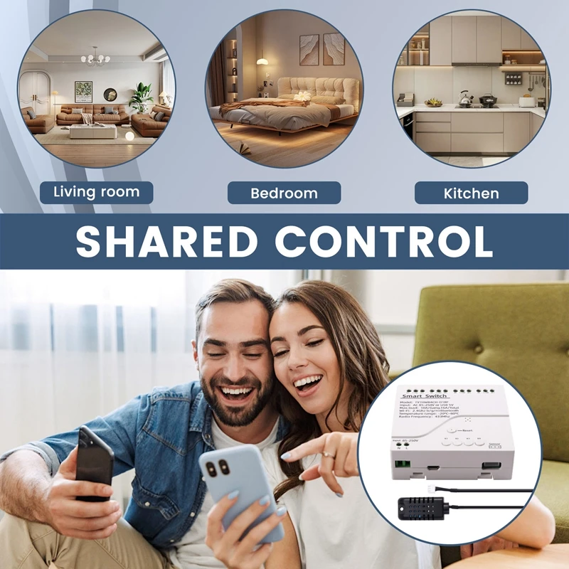Tuya Wifi Smart Switch Temperature Humidity Sensor Monitor AC 85-250V Wireless Smart Switch For Alexa Google Home