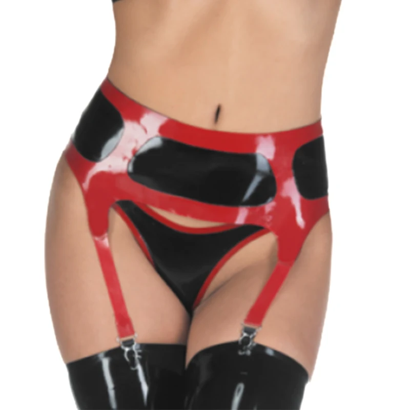 

Latex Panties Briefs Shorts Sexy Fetish Red with Black Underwear Custom Made for Women