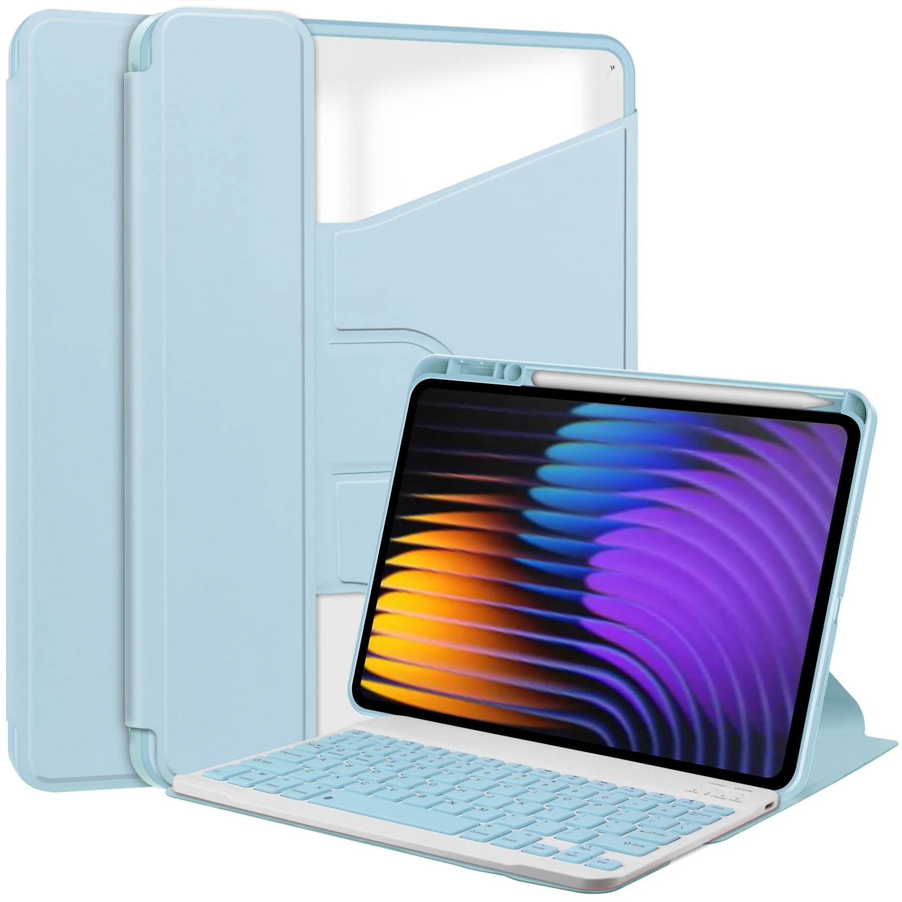 Detachable Wireless Keyboard Case with 360° Rotatable Stand & Smart Cover
