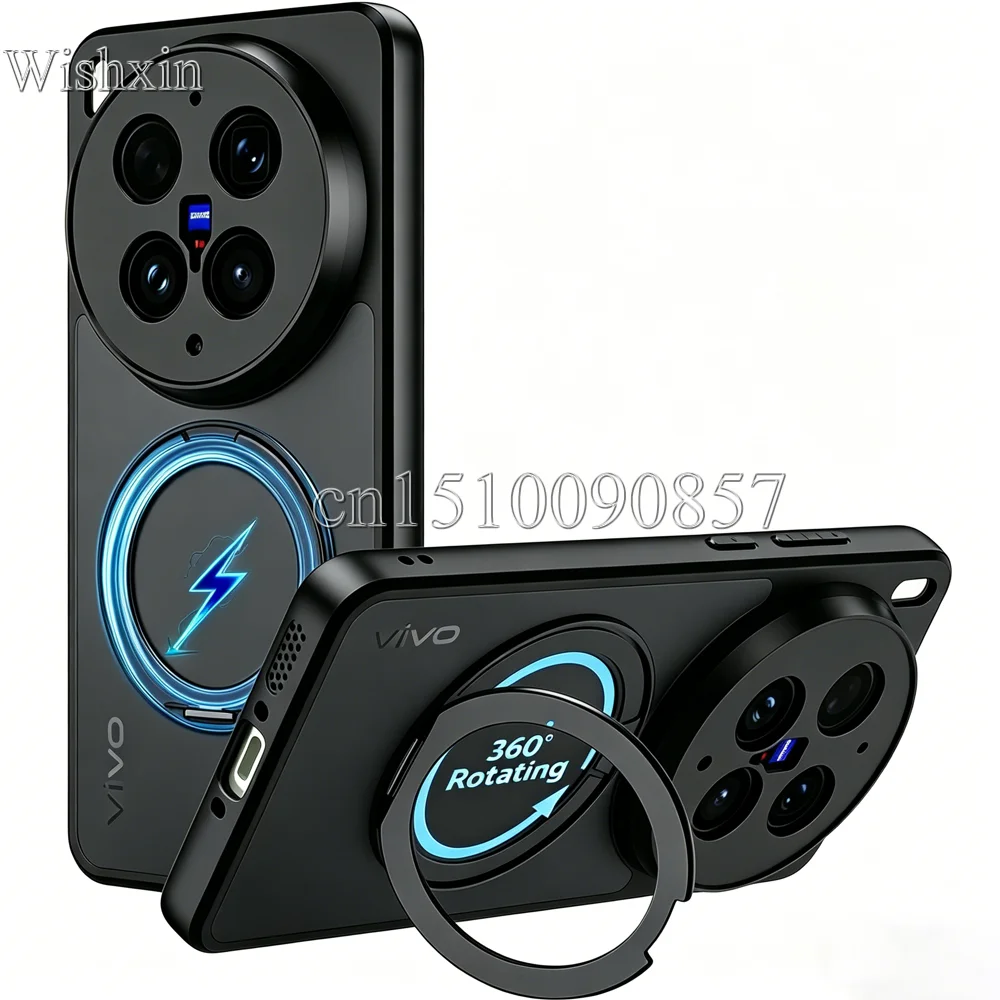 360° Rotating Shockproof Kickstand Magnetic Wireless Charging Case