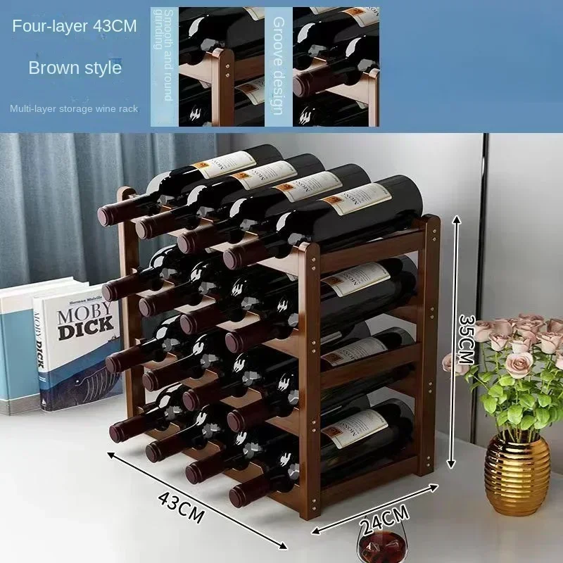 Red Wine Rack Decoration Household Grid Wine Display Rack Table Creative WineBottle rack Simple wine Cabinet Assemble StorageRac