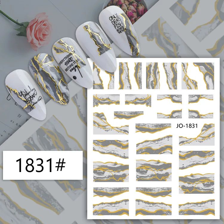 3D Mountain Peak Nagelaufkleber Gelb Herbst Marmor Design DIY Art Wraps Kreative Maniküre Aufkleber für Desktop- und Mobilgeräte – Detail 15