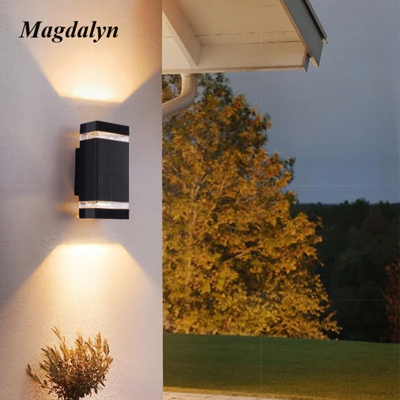 Magdalyn GU10 Led Wall Light Outdoor Waterproof Garden Home Decor Outside Light Corridor Building Lamp Up Down Interior Lighting 10 pcs building decorating wash effect pixel project recessed waterproof 14x15w rgbwa 5in1 dmx outdoor wall washer led light
