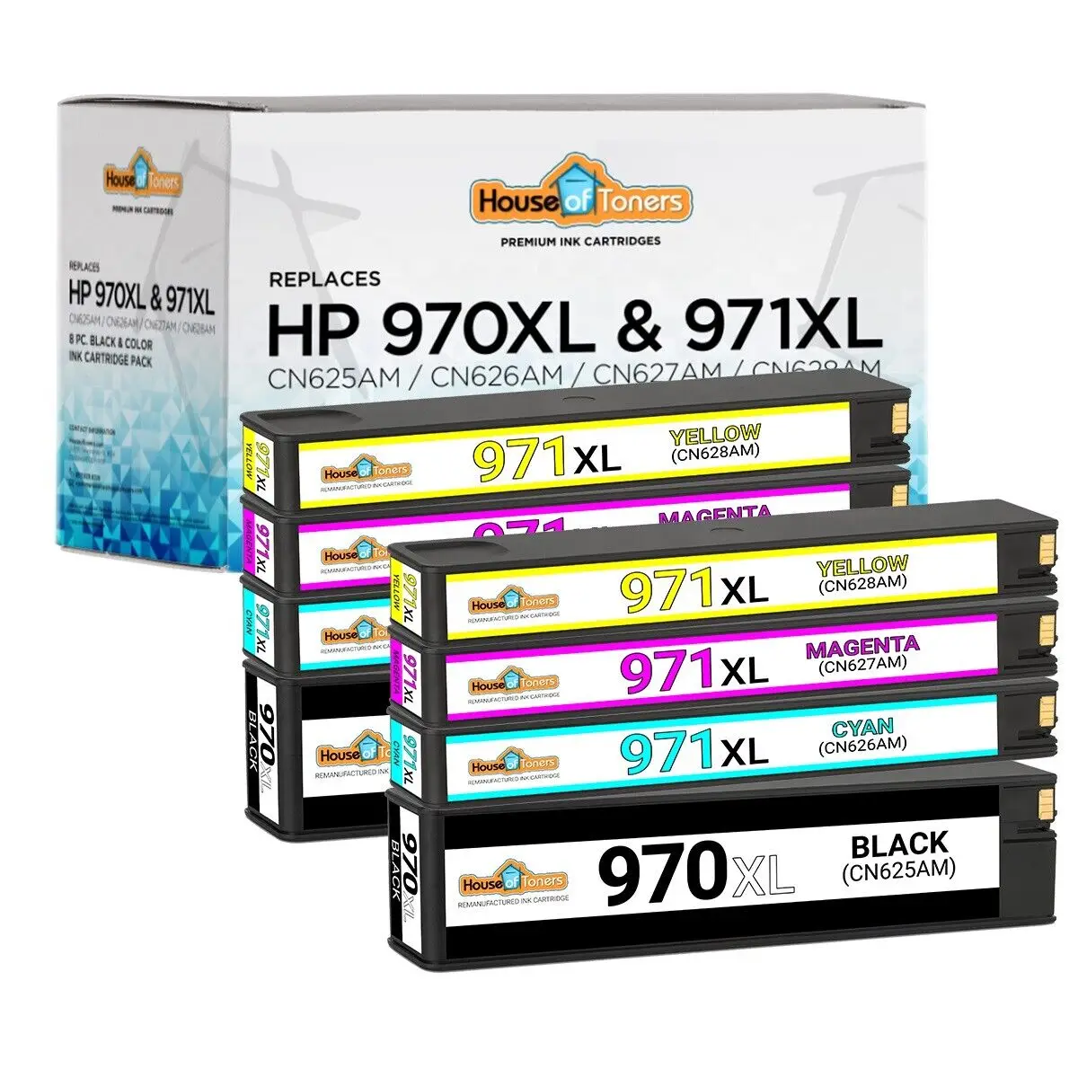 

8-Pack HP 970XL 971XL Ink Cartridges for Officejet Pro X451 X476 X551dw X576dw