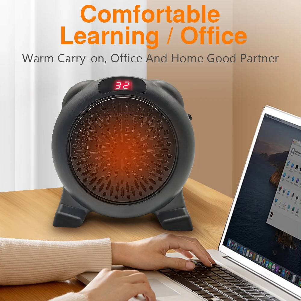 Heater Electric Heater Portable Plug in Wall Desktop Room Heating Stove Household Radiator Remote Warmer Machine 600W Heated 4
