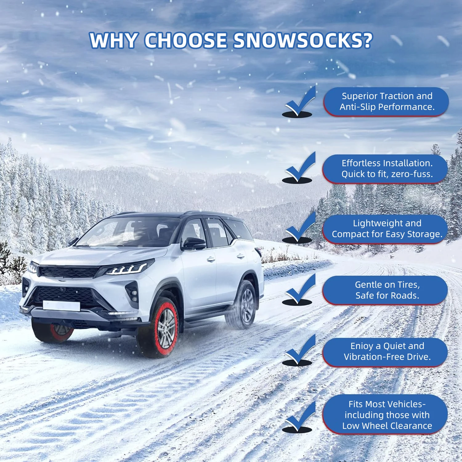Car Snow Sock Tire Textile Snow Chains Fabric Car Chains Gloves 1 Pairs SUV Truck Pickup Winter Emergency Accessories