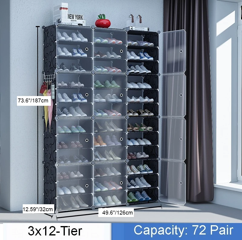 Large Shoe Rack Large Capacity Boot Storage 12 Cube Organizer Modular DIY  Plastic 6 Tier 24-96 Pairs of Shoe Tower Cabinet - AliExpress