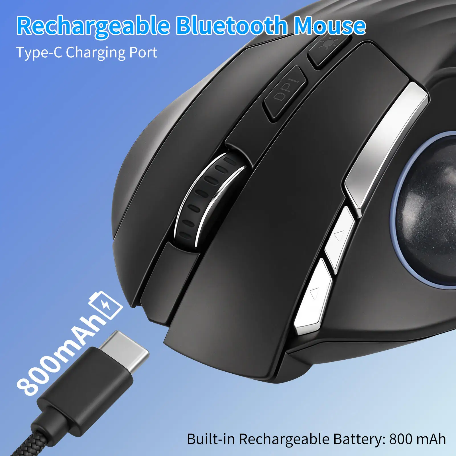 Bluetooth 및 2.4G 음소거 듀얼 모드 인체 공학적 트랙 볼 무선 마우스 프로그래밍 가능한 드로잉 오피스 노트북 데스크탑 용 수직 마우스