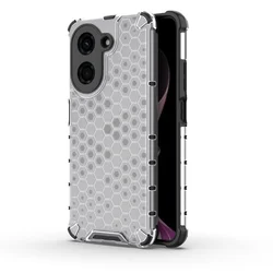 Honeycomb Armor Shockproof Case with TPU Frame and Hard Plastic Protective Cover for Redmi A5 4G (White)