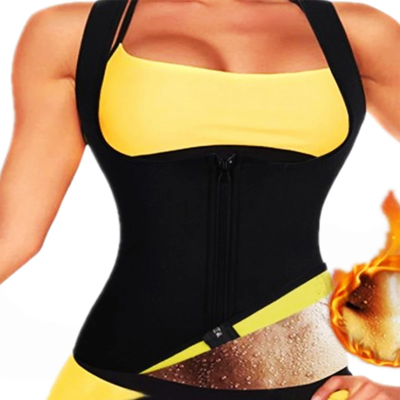 Thermo Women Neoprene Sauna Suit Waist Trainer Weight Loss Vest Hot Thermal Shirt Corset Body Shaper Zipper Sports Top Shapewear maidenform shapewear Shapewear