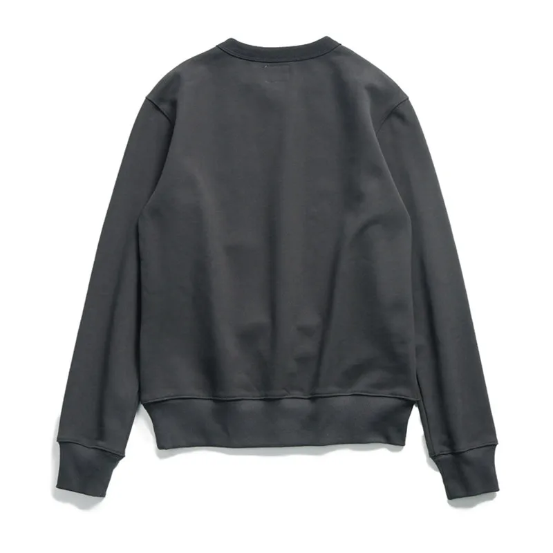 AMEKAJI 490g Heavyweight Sweater Men's Plus Velvet European Cotton Drop Shoulder Military Letter Print Coat Running T-shirt