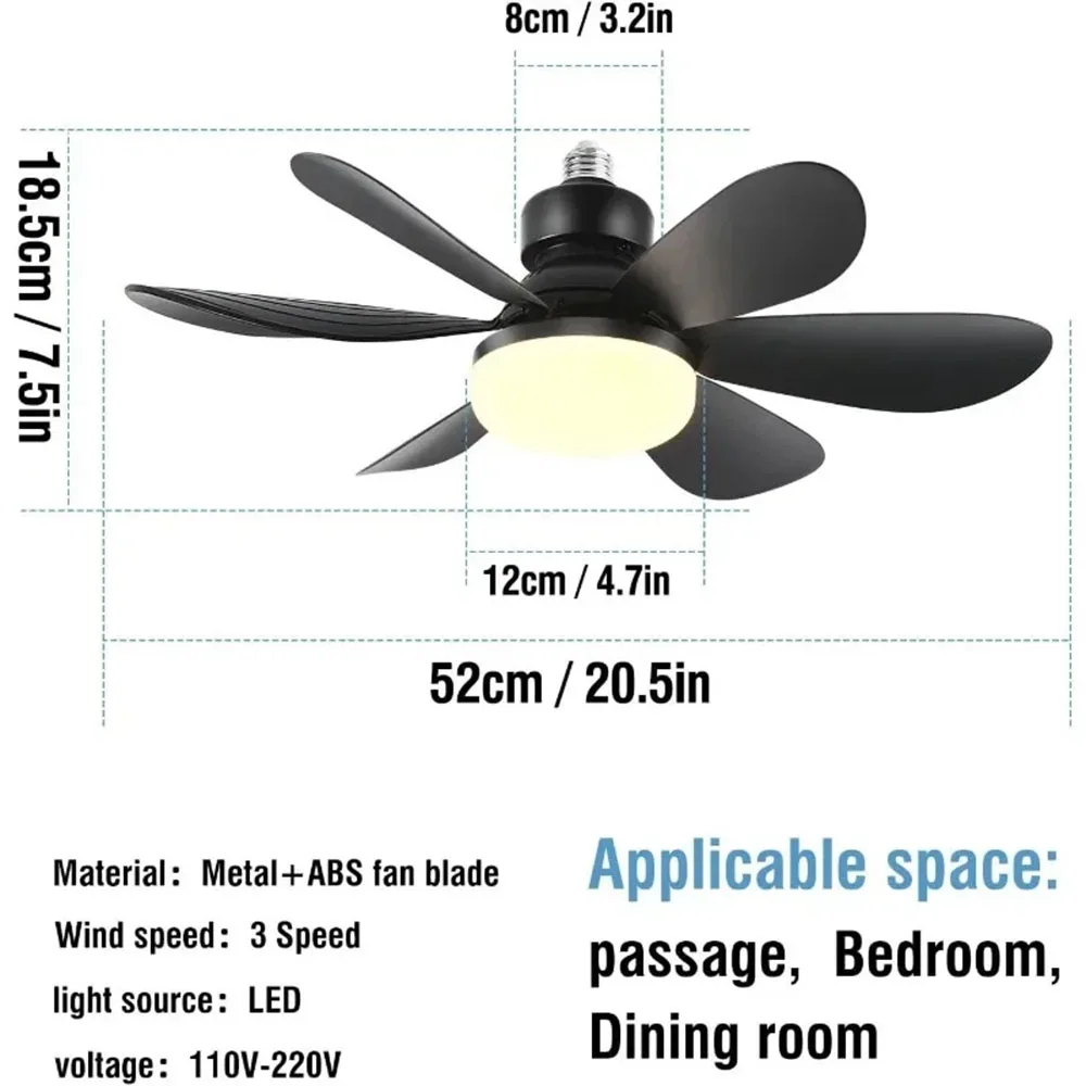 52cm Ceiling Fan Light Thin Silent Ceiling Fan with Remote Control Unlimited Dimming 3-speed Adjustment Bedroom Living Room