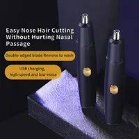 High-quality, efficient, and gentle portable black USB rechargeable mini nose hair trimmer for men. Remove unwanted hair easily  2