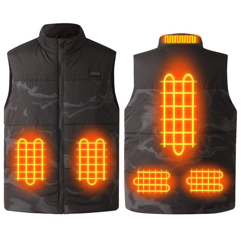 6 Zones Electric Heating Vest Smart USB Camouflage Outdoor Work Warm Jackets Winter Snowboarding Camping Hiking Bodywarmer Down