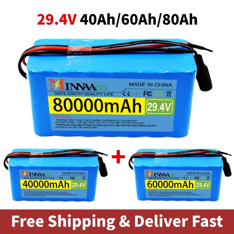 

2024 Upgrade 24V 100Ah Electric Bike Moped 7S3P 18650 Li-ion Battery Pack Electric Scooter Li-Ion Battery Pack + 2A Charger